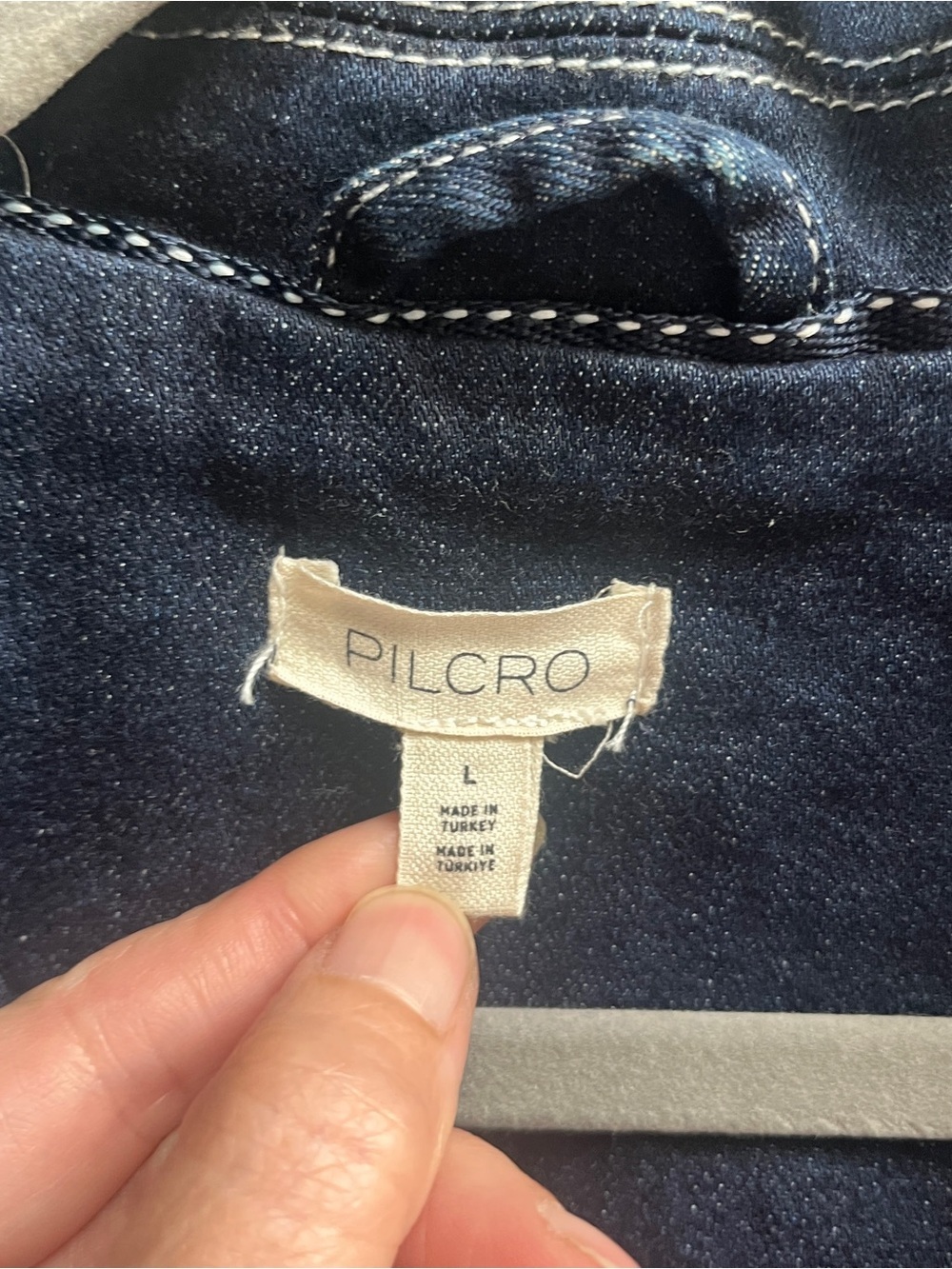 Anthropologie Pilcro Denim Trench Coat Jacket Striped Lined Belted Large - Picture 4 of 10